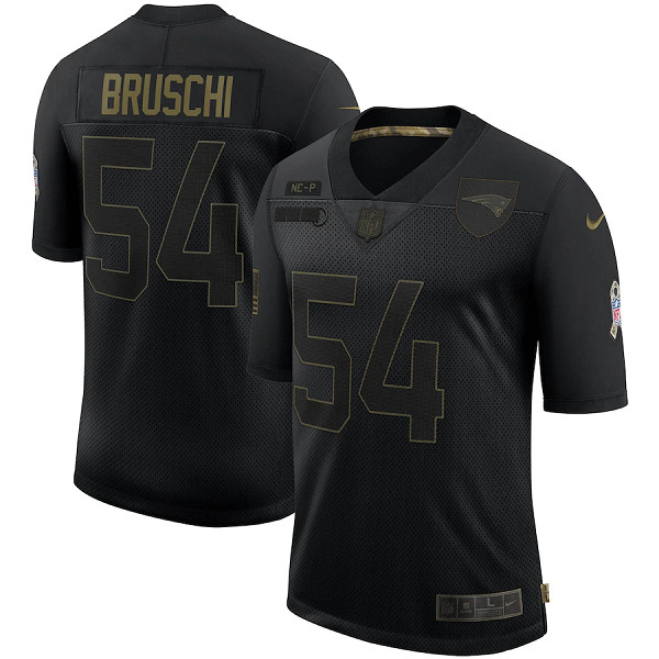 Men's New England Patriots #54 Tedy Bruschi Black 2020 Salute To Service Limited Stitched Jersey